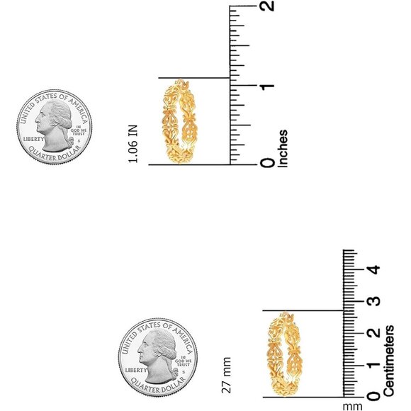 Women's Sterling Gold Hoop Earrings Looks Stylish - Picture 5 of 7